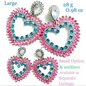 Large Rhinestone Heart Gem Earrings